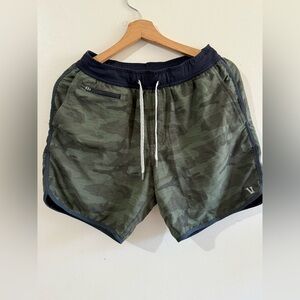 Vuori Men's Green Camouflage Athletic Shorts with Black Trim